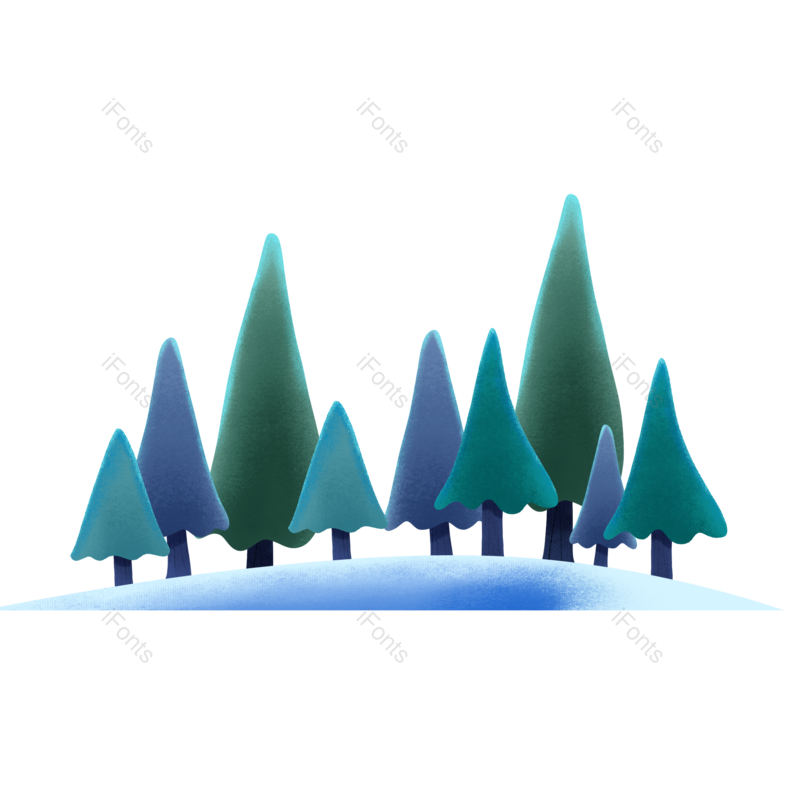 植物素材图片,雪地元素,森林PNG,绿色免抠素材